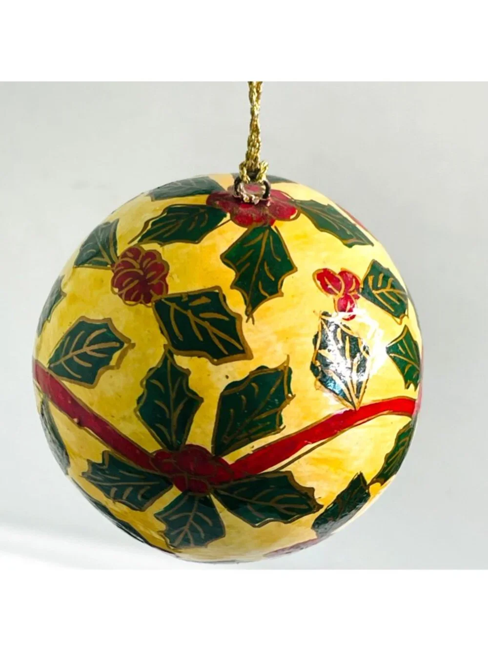 Vintage Hand Painted Wood Christmas Ornament Box Set Holy Berry Best Wishes & Co